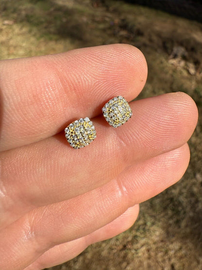 MOISSANITE MC Iced Out Earrings - 14k Gold Vermeil 925 Silver - 6.5mm