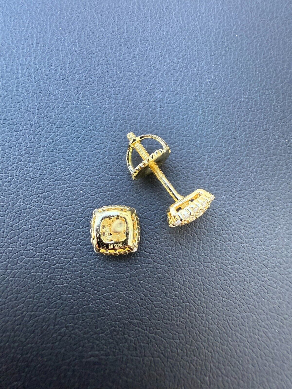 MOISSANITE MC Iced Out Earrings - 14k Gold Vermeil 925 Silver - 6.5mm