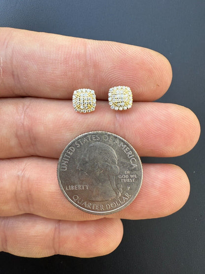 MOISSANITE MC Iced Out Earrings - 14k Gold Vermeil 925 Silver - 6.5mm