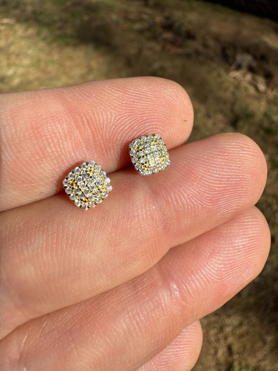 MOISSANITE MC Iced Out Earrings - 14k Gold Vermeil 925 Silver - 6.5mm