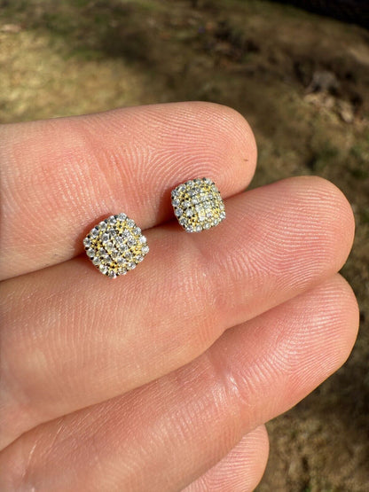 MOISSANITE MC Iced Out Earrings - 14k Gold Vermeil 925 Silver - 6.5mm