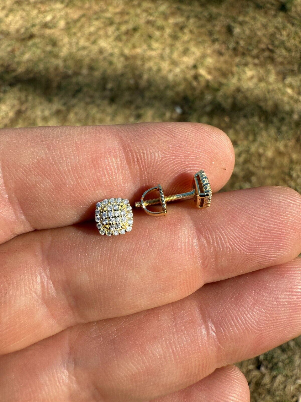 MOISSANITE MC Iced Out Earrings - 14k Gold Vermeil 925 Silver - 6.5mm