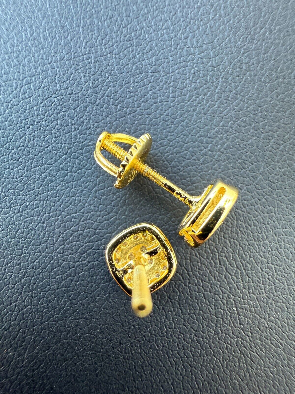 MOISSANITE Square Iced Out Earrings - 14k Gold Vermeil 925 Silver - 7mm