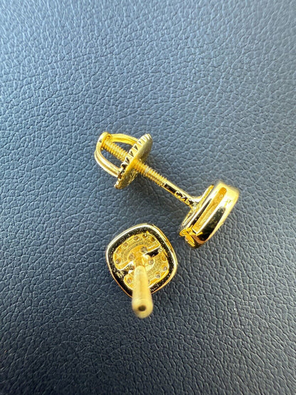 MOISSANITE Square Iced Out Earrings - 14k Gold Vermeil 925 Silver - 7mm