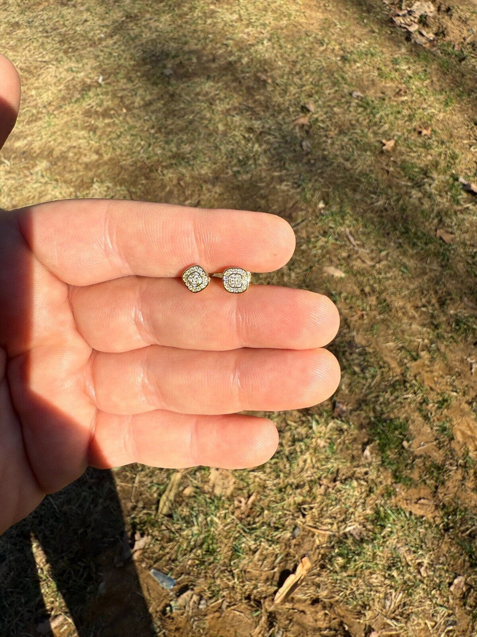 MOISSANITE Square Iced Out Earrings - 14k Gold Vermeil 925 Silver - 7mm