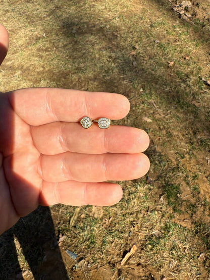 MOISSANITE Square Iced Out Earrings - 14k Gold Vermeil 925 Silver - 7mm