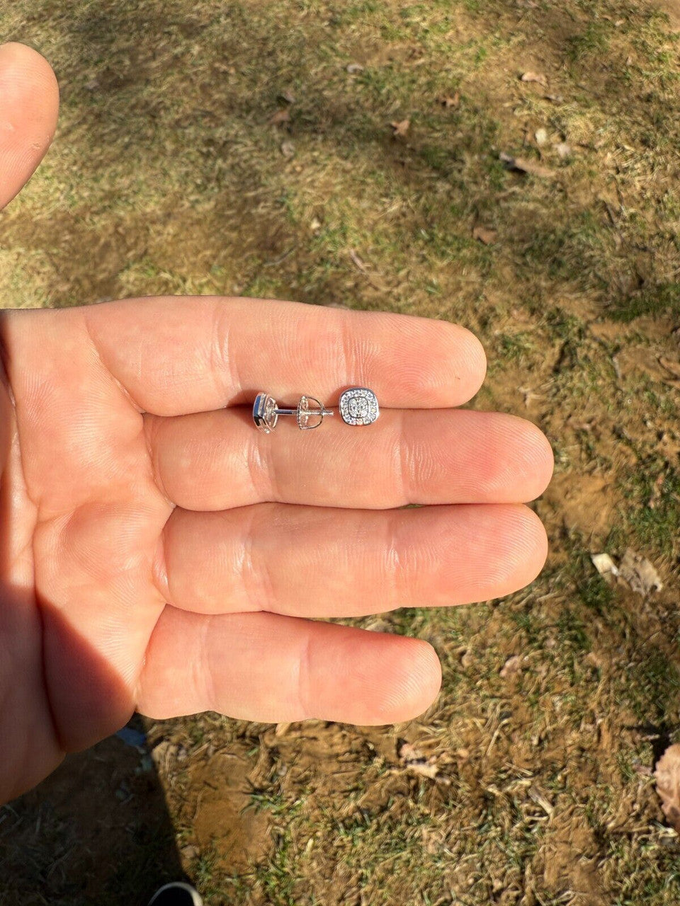 MOISSANITE Square Iced Out Earrings - 925 Silver - 7mm