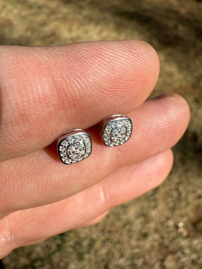 MOISSANITE Square Iced Out Earrings - 925 Silver - 7mm