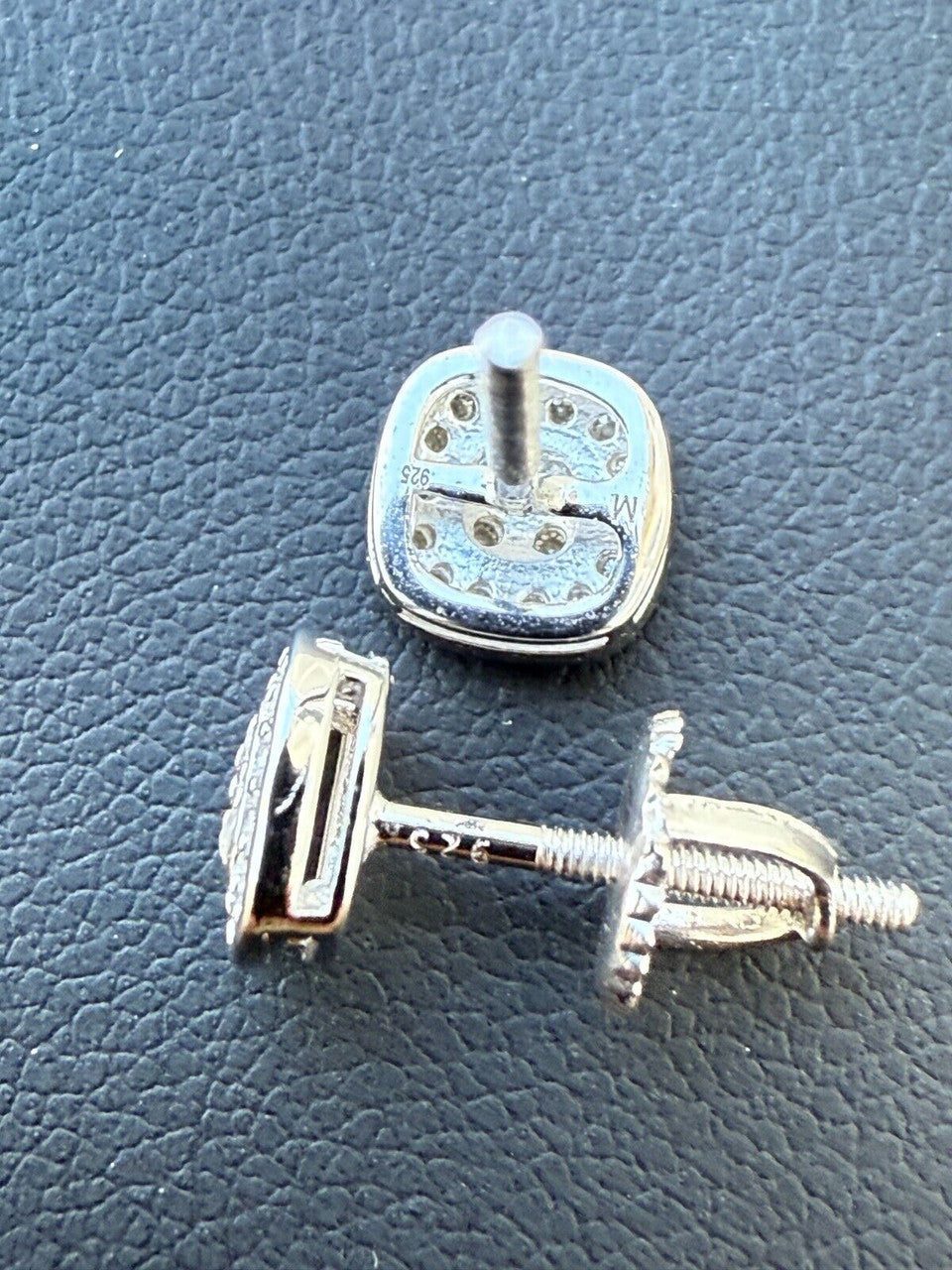 MOISSANITE Square Iced Out Earrings - 925 Silver - 7mm