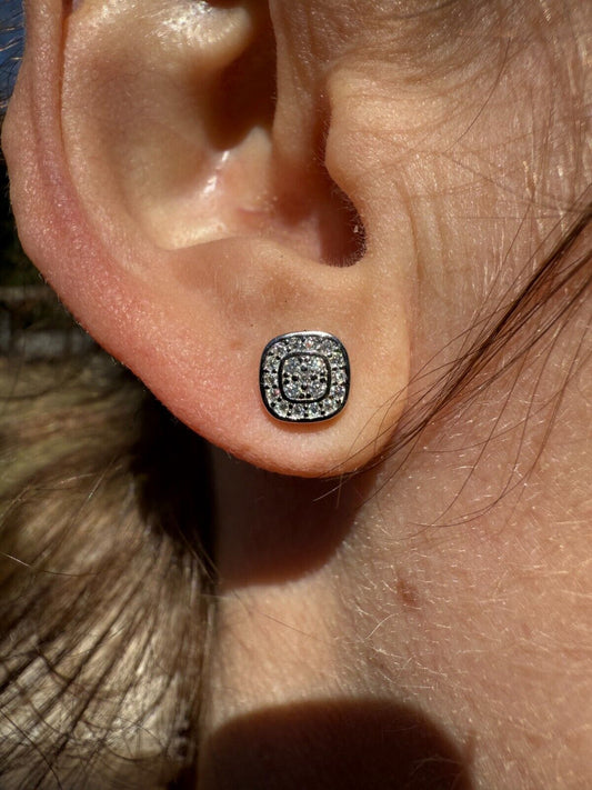 MOISSANITE Square Iced Out Earrings - 925 Silver - 7mm