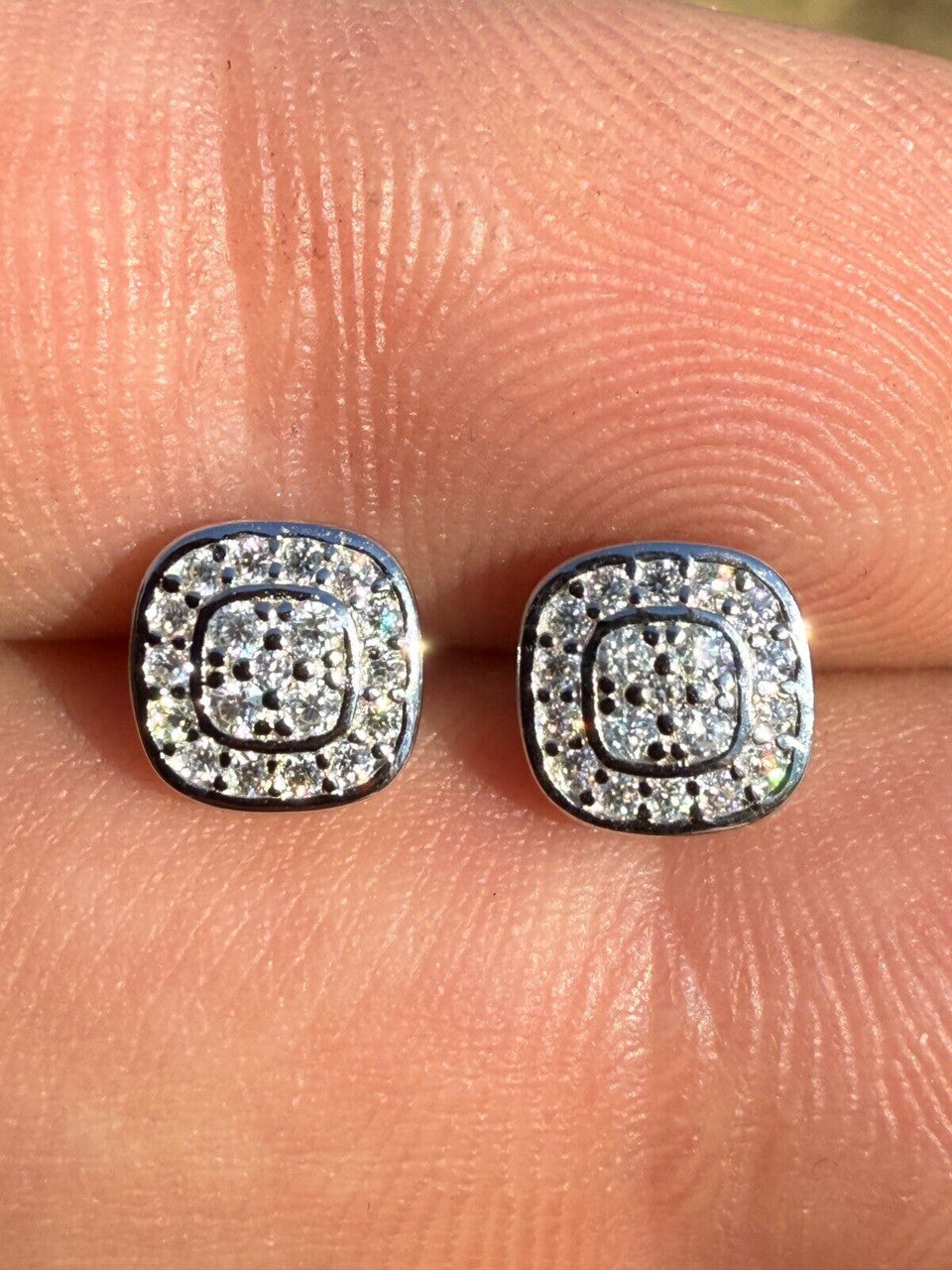 MOISSANITE Square Iced Out Earrings - 925 Silver - 7mm