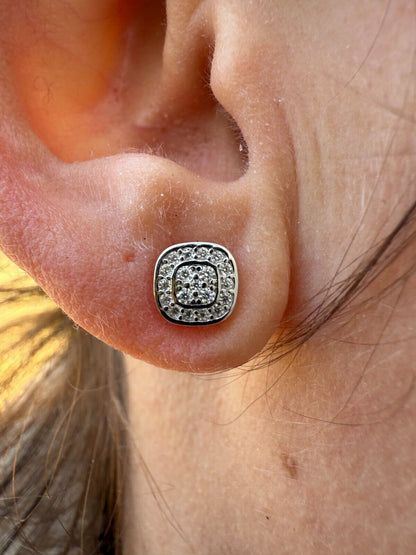 MOISSANITE Square Iced Out Earrings - 925 Silver - 7mm