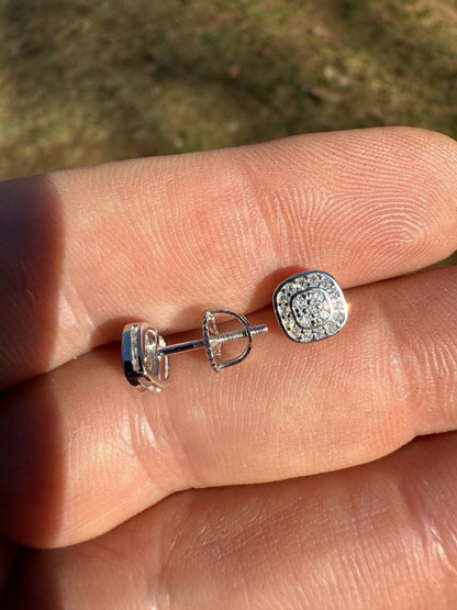 MOISSANITE Square Iced Out Earrings - 925 Silver - 7mm