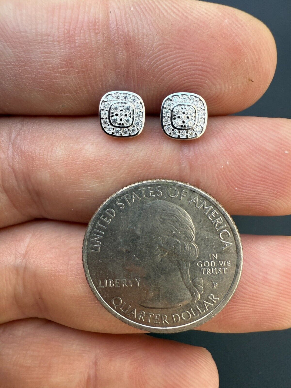 MOISSANITE Square Iced Out Earrings - 925 Silver - 7mm