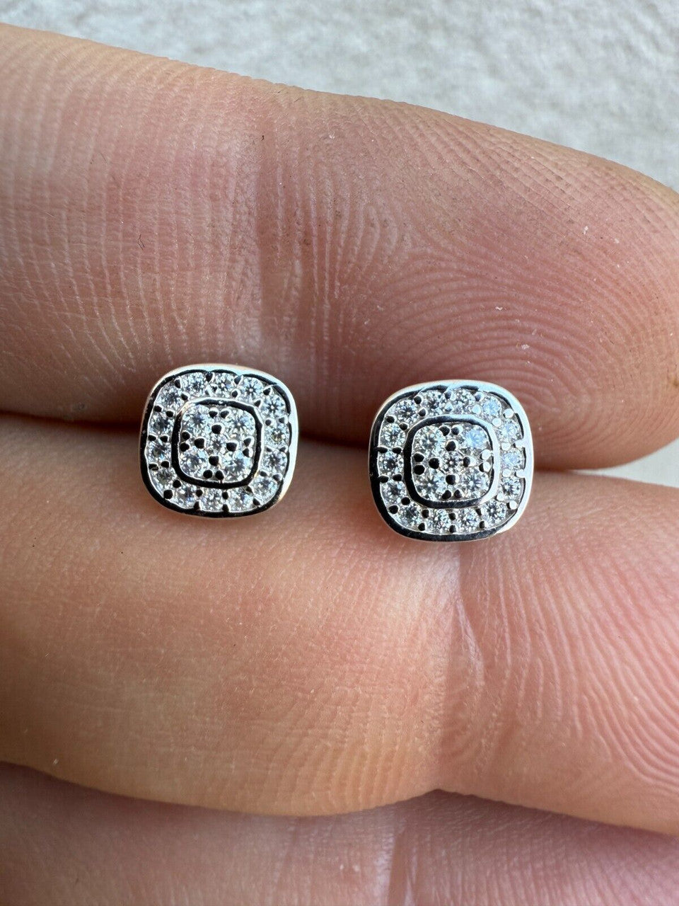 MOISSANITE Square Iced Out Earrings - 925 Silver - 7mm