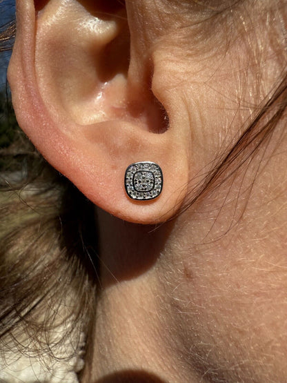 MOISSANITE Square Iced Out Earrings - 925 Silver - 7mm