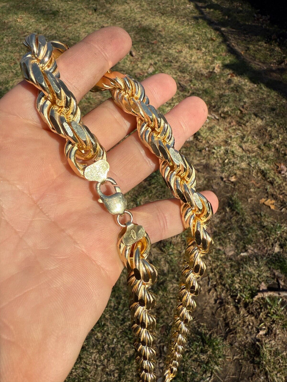 Half Kilo Rope Chain Necklace - 14k Gold Vermeil 925 Sterling Silver - 18"-30" - 14.5mm