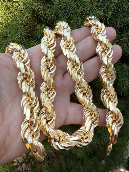 Half Kilo Rope Chain Necklace - 14k Gold Vermeil 925 Sterling Silver - 18"-30" - 14.5mm