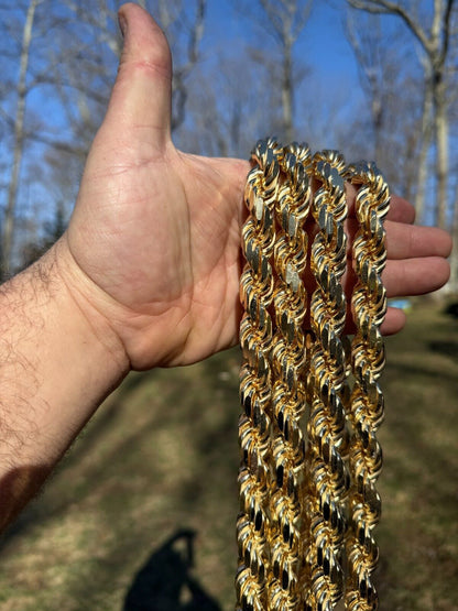 Half Kilo Rope Chain Necklace - 14k Gold Vermeil 925 Sterling Silver - 18"-30" - 14.5mm