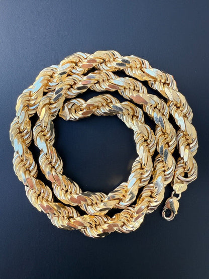 Half Kilo Rope Chain Necklace - 14k Gold Vermeil 925 Sterling Silver - 18"-30" - 14.5mm