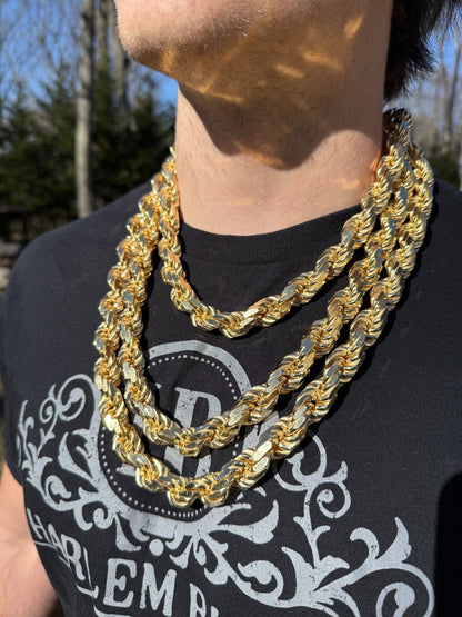 Half Kilo Rope Chain Necklace - 14k Gold Vermeil 925 Sterling Silver - 18"-30" - 14.5mm