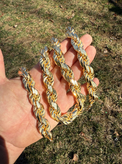 Half Kilo Rope Chain Necklace - 14k Gold Vermeil 925 Sterling Silver - 18"-30" - 14.5mm