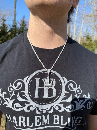 MOISSANITE Trident Maserati Logo Iced Out Pendant - 14k Gold Vermeil Or 925 Silver - Medium 2.25"