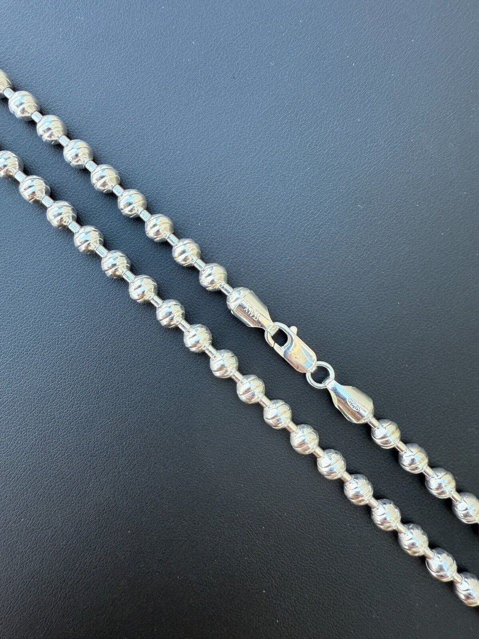 Ball Bead "Dog Tag" Chain Necklace - 925 Sterling Silver - 18"-30" - 6mm