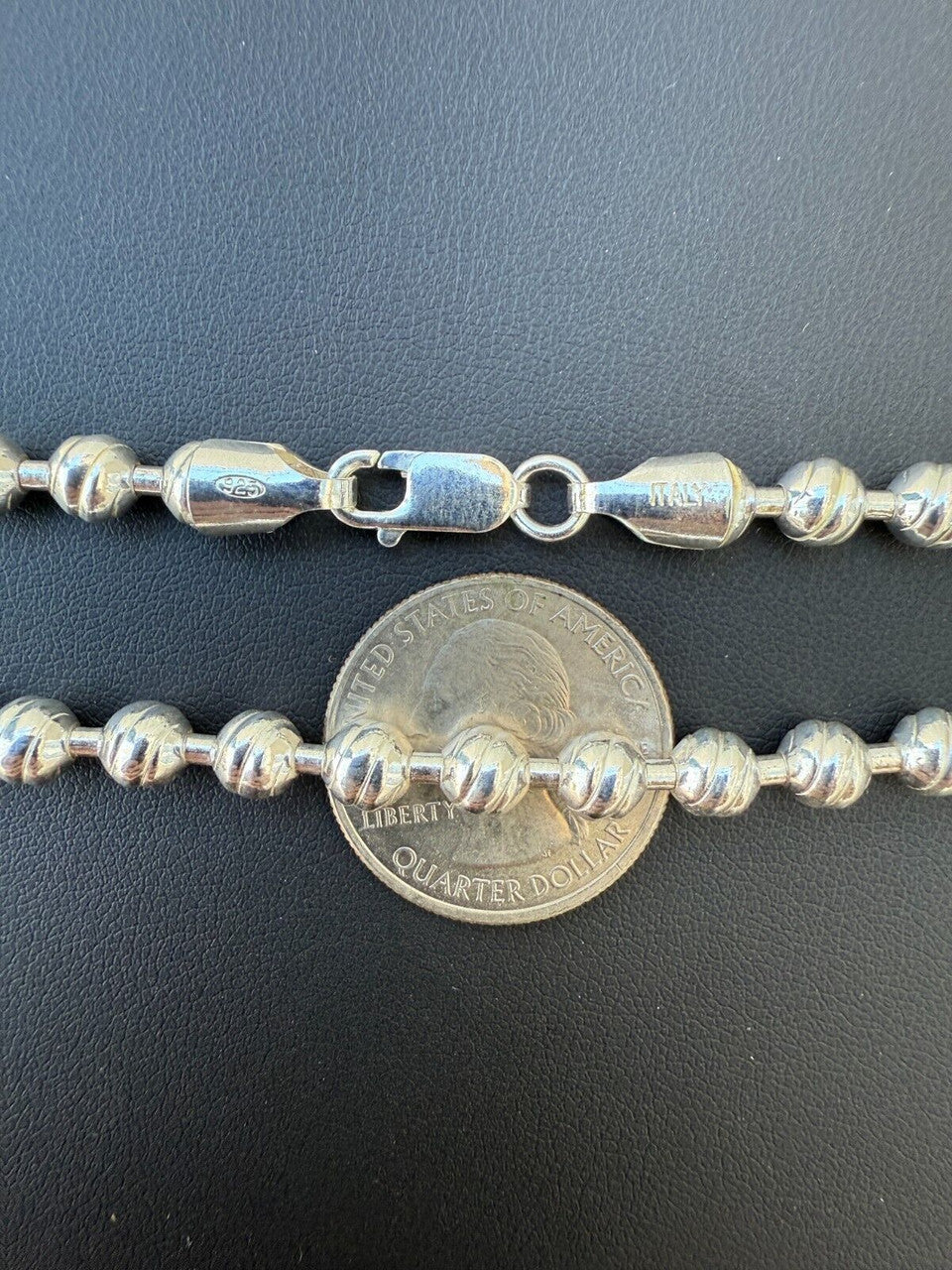 Ball Bead "Dog Tag" Chain Necklace - 925 Sterling Silver - 18"-30" - 6mm