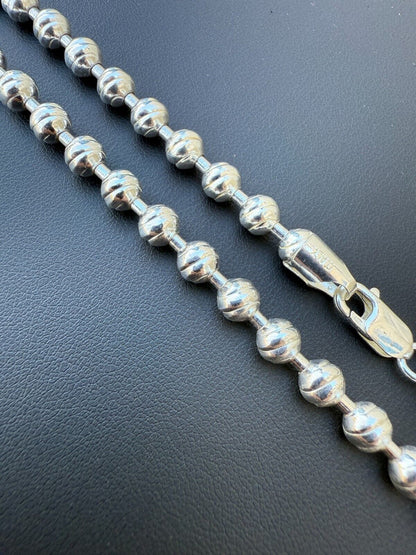 Ball Bead "Dog Tag" Chain Necklace - 925 Sterling Silver - 18"-30" - 6mm