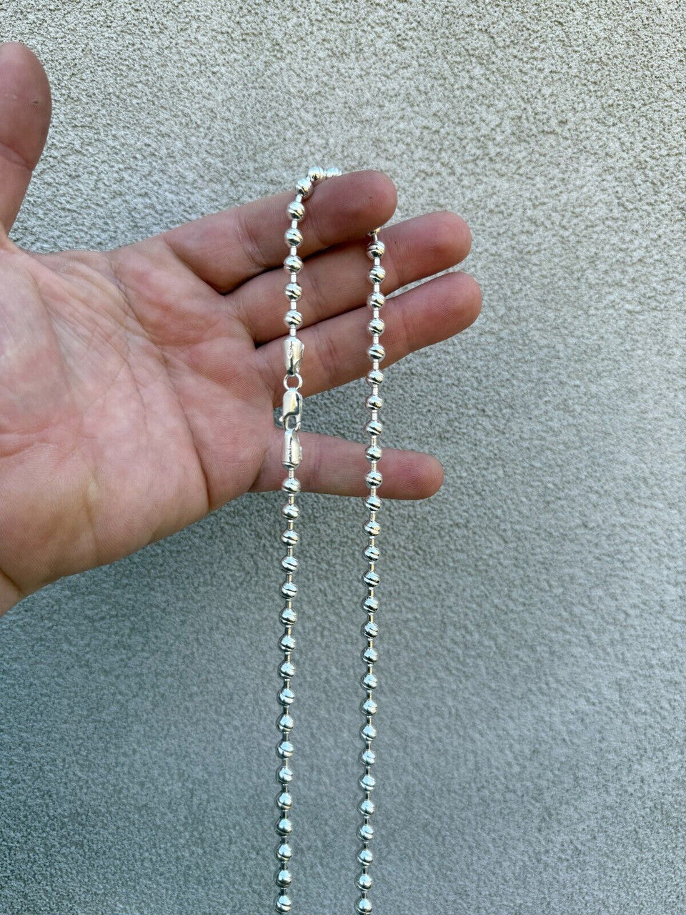 Ball Bead "Dog Tag" Chain Necklace - 925 Sterling Silver - 18"-30" - 6mm