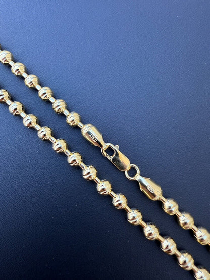 Ball Bead "Dog Tag" Chain Necklace - 14k Gold Vermeil 925 Sterling Silver - 18"-30" - 6mm