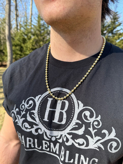 Ball Bead "Dog Tag" Chain Necklace - 14k Gold Vermeil 925 Sterling Silver - 18"-30" - 6mm