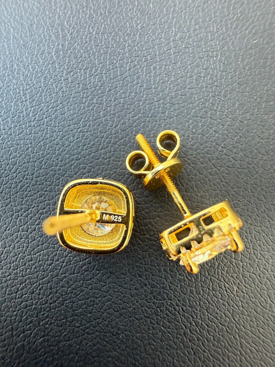 MOISSANITE Iced Out #1 Bestseller Square Halo Set Stud Earrings - 14k Gold Vermeil 925 Silver - 5mm -10mm