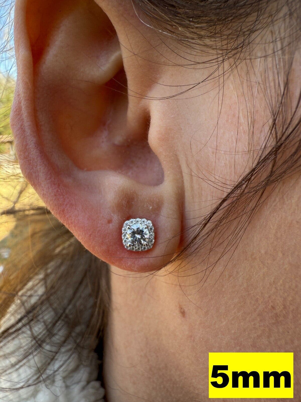 MOISSANITE Iced Out #1 Bestseller Square Halo Set Stud Earrings - 925 Silver - 5mm -10mm