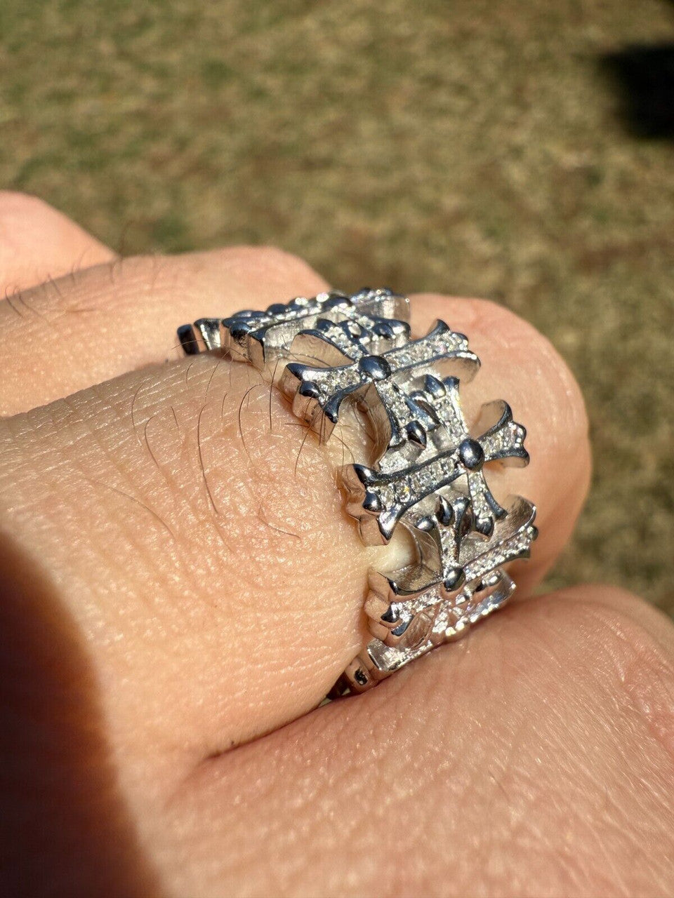Moissaniteリング、13号、925Silver 13mm Moissanite Statement Ring 