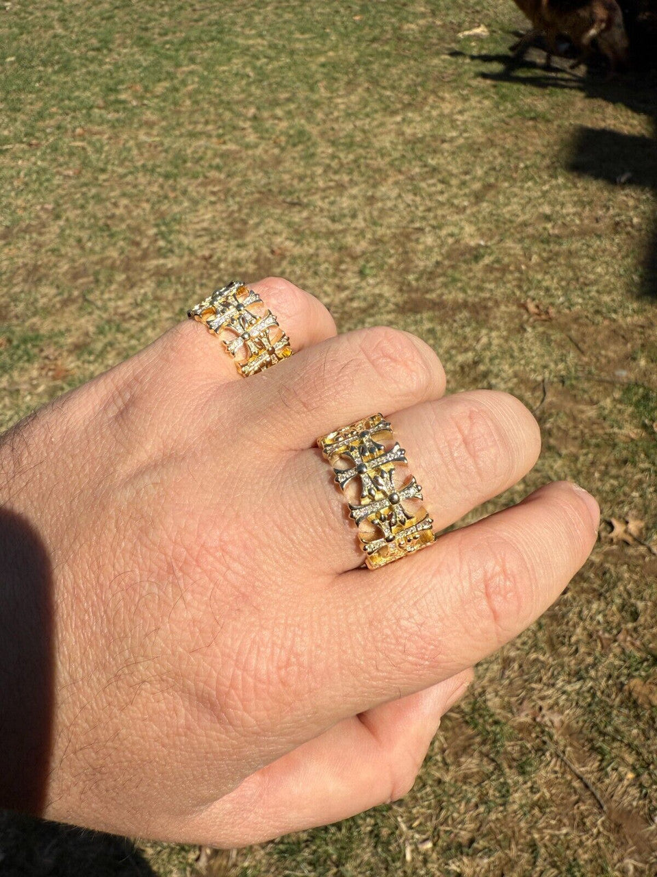 MOISSANITE Hearts Of Chrome Ring - 14k Gold Vermeil 925 Silver