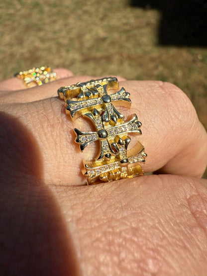 MOISSANITE Hearts Of Chrome Ring - 14k Gold Vermeil 925 Silver