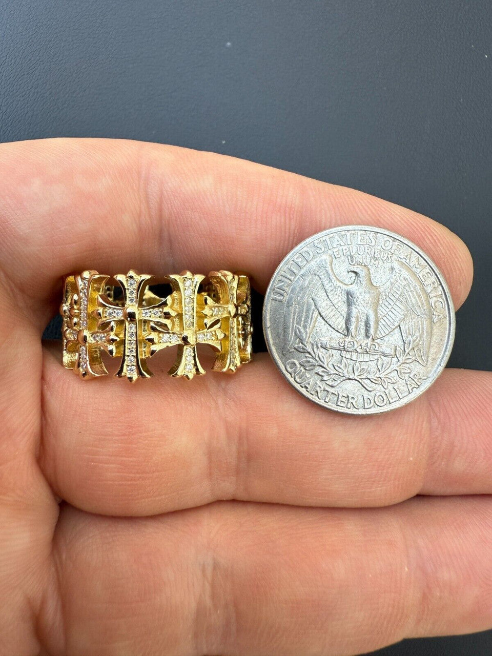 MOISSANITE Hearts Of Chrome Ring - 14k Gold Vermeil 925 Silver