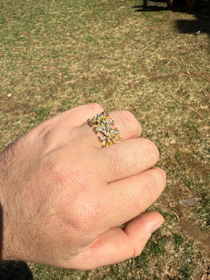 MOISSANITE Hearts Of Chrome Ring - 14k Gold Vermeil 925 Silver