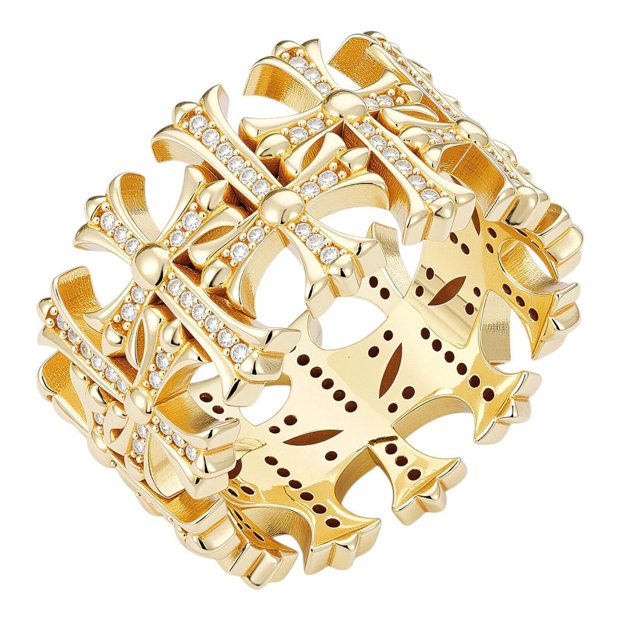 MOISSANITE Hearts Of Chrome Ring - 14k Gold Vermeil 925 Silver