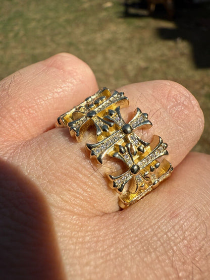 MOISSANITE Hearts Of Chrome Ring - 14k Gold Vermeil 925 Silver