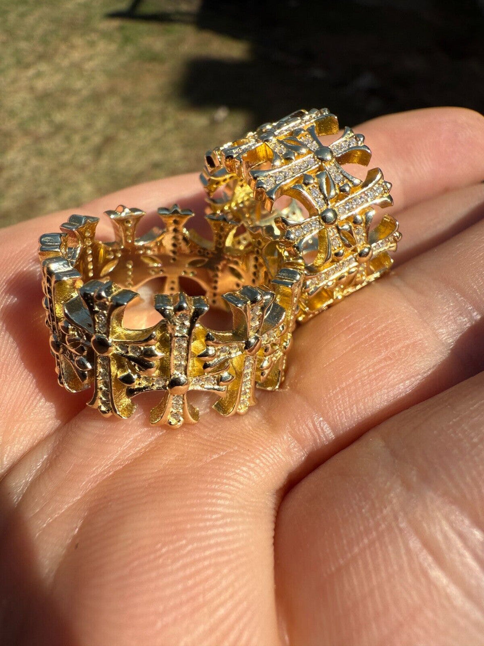 MOISSANITE Hearts Of Chrome Ring - 14k Gold Vermeil 925 Silver