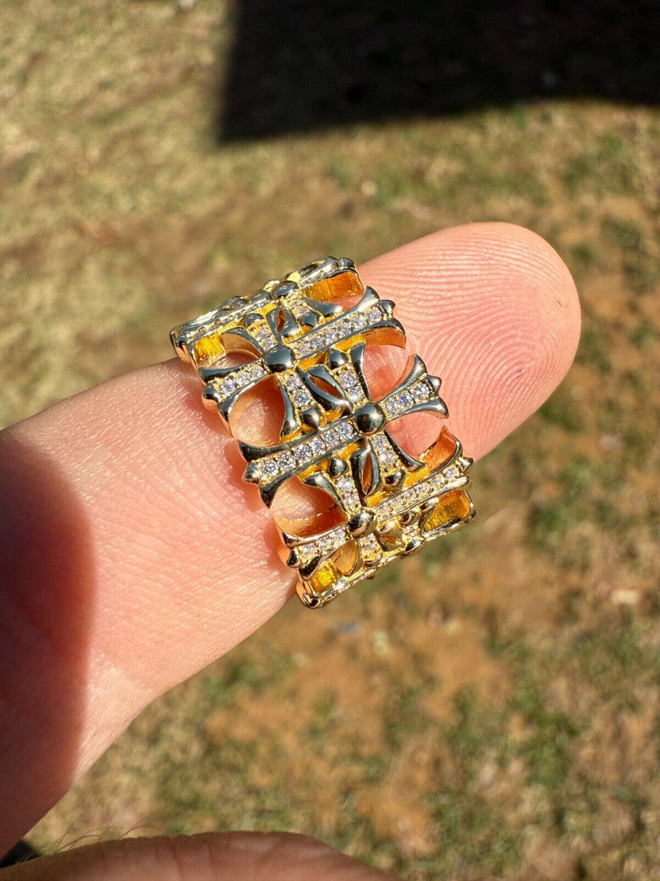 MOISSANITE Hearts Of Chrome Ring - 14k Gold Vermeil 925 Silver