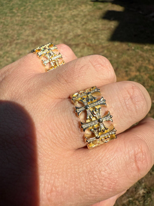 MOISSANITE Hearts Of Chrome Ring - 14k Gold Vermeil 925 Silver