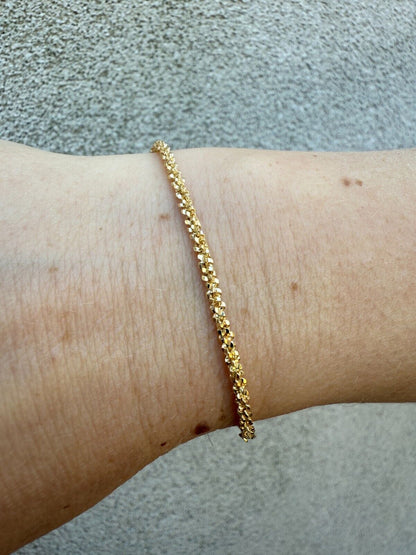 Sparkle Link Bracelet - 14k Gold Vermeil 925 Sterling Silver - 6"-8.5" - 3mm