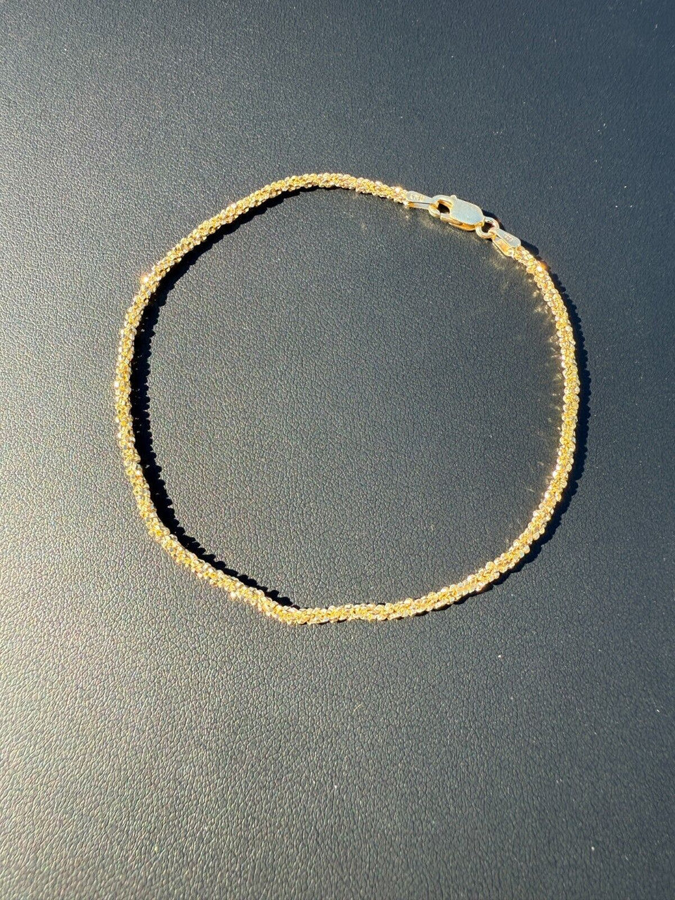 Sparkle Link Bracelet - 14k Gold Vermeil 925 Sterling Silver - 6"-8.5" - 3mm