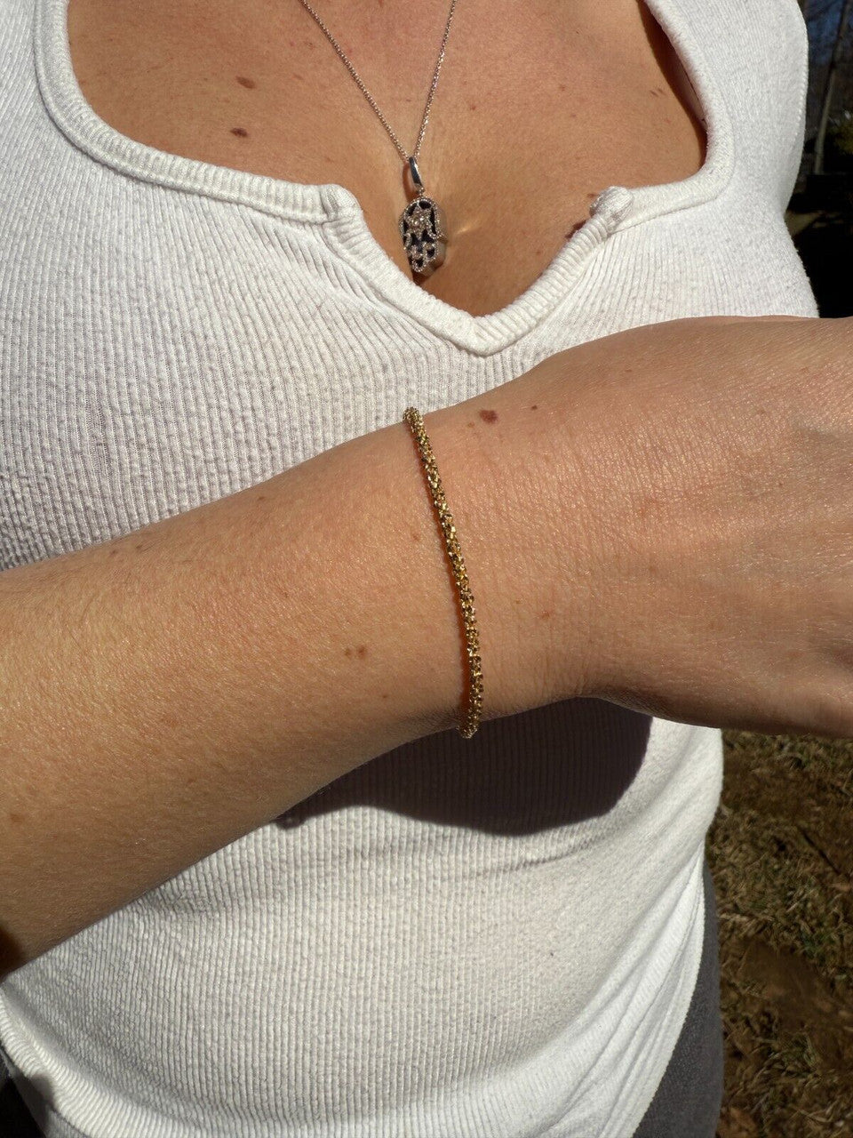 Sparkle Link Bracelet - 14k Gold Vermeil 925 Sterling Silver - 6"-8.5" - 3mm