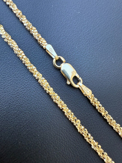 Sparkle Link Bracelet - 14k Gold Vermeil 925 Sterling Silver - 6"-8.5" - 3mm