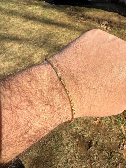 Sparkle Link Bracelet - 14k Gold Vermeil 925 Sterling Silver - 6"-8.5" - 3mm